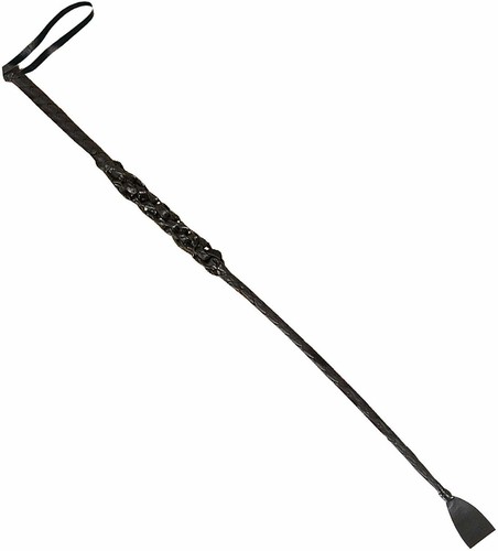 Black faux leather riding crop - faux,
